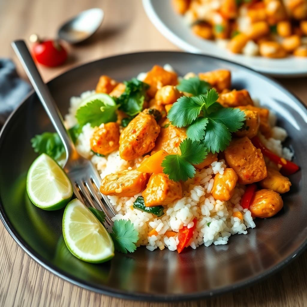 Thai Red Curry Chicken Rice Bowls