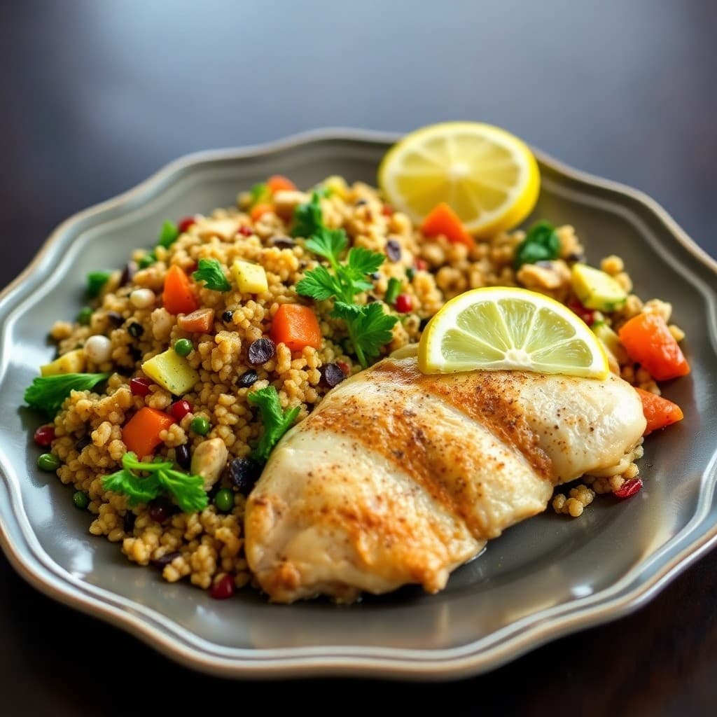 Zesty Lemon Chicken with Roasted Veggie Quinoa