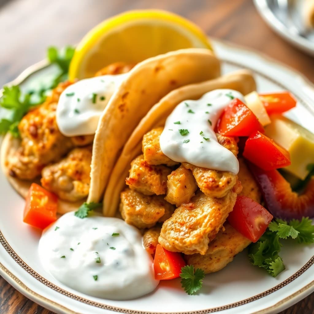 Lemon Garlic Chicken Pitas with Tzatziki