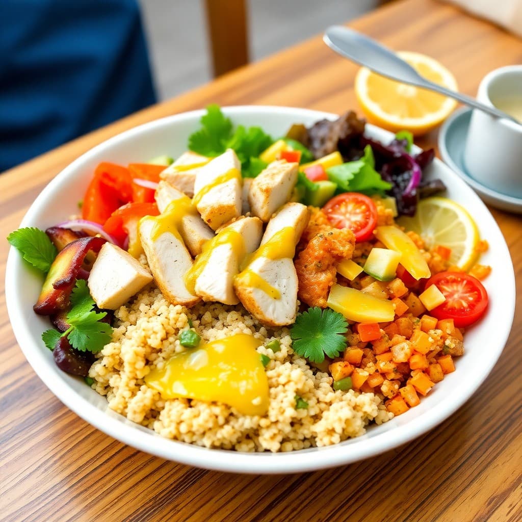 Zesty Lemon Chicken Quinoa Breakfast Bowl