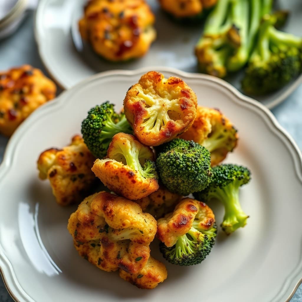 Keto Roasted Broccoli and Cauliflower Bites