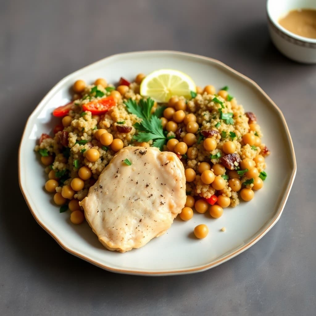 Zesty Lemon Herb Chicken with Roasted Veggie Quinoa Salad