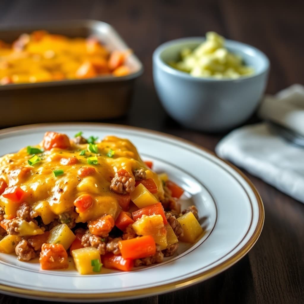 Cheesy Beef Casserole with Hidden Veggies