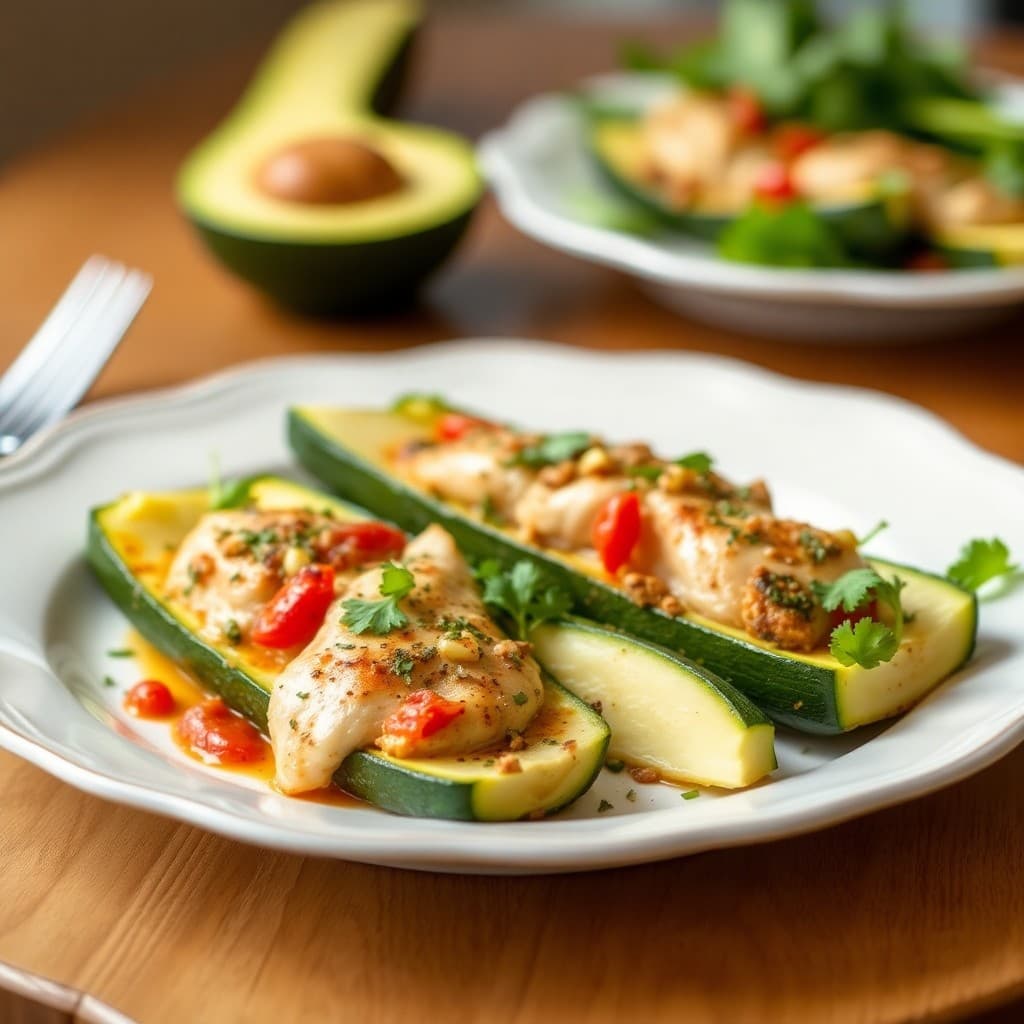 Mediterranean Chicken Zucchini Boats