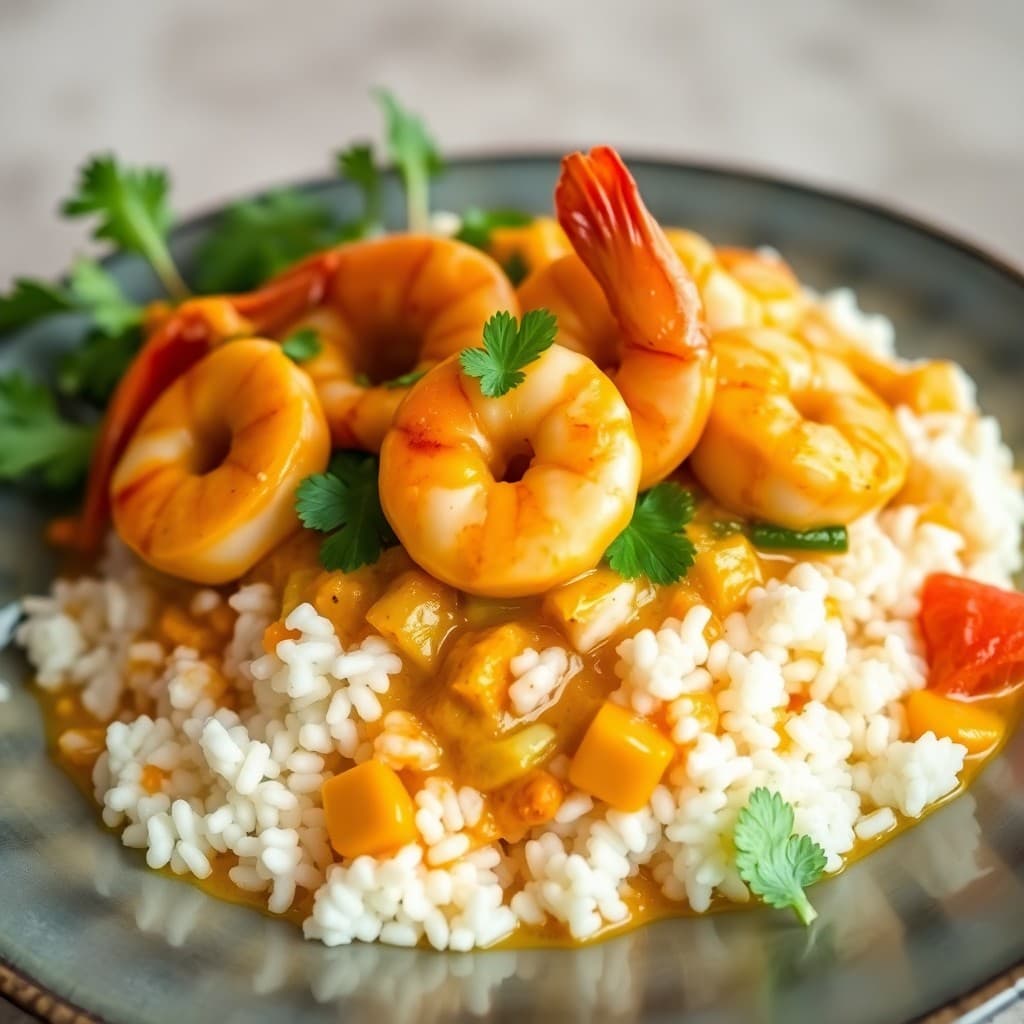Spicy Coconut Curry Shrimp Bowls