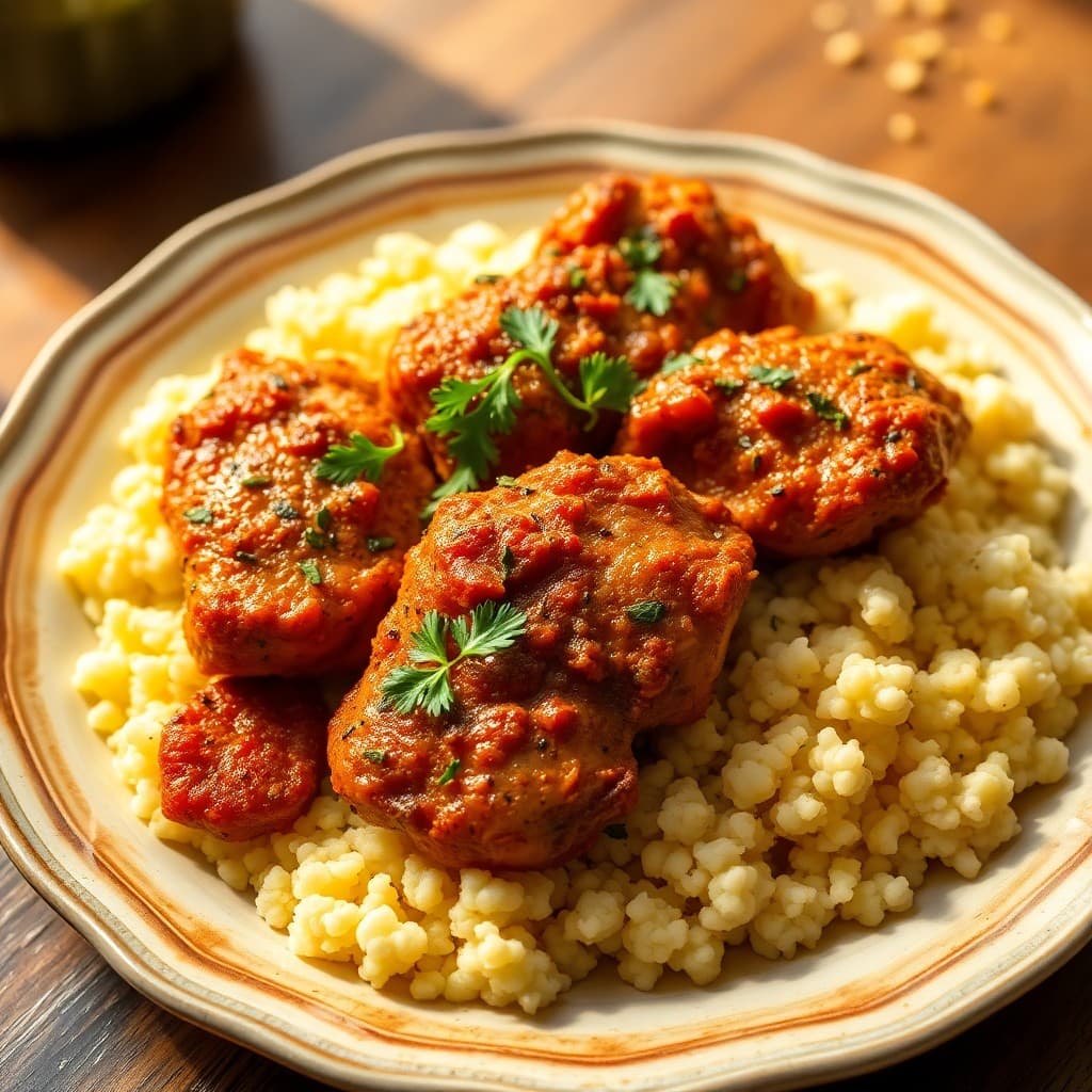 Moroccan Spiced Chicken Tagine with Roasted Cauliflower Couscous