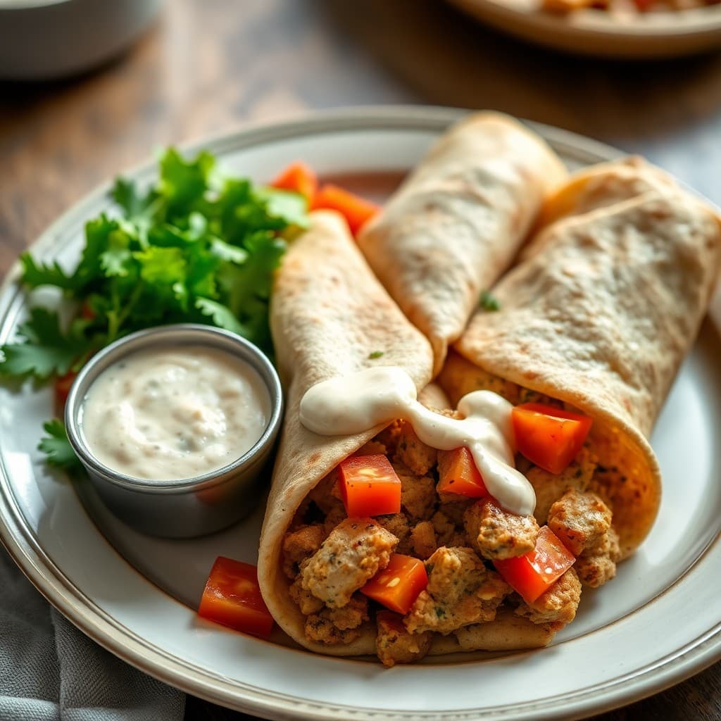 Lebanese Chicken Shawarma Wraps with Herbed Tahini Sauce