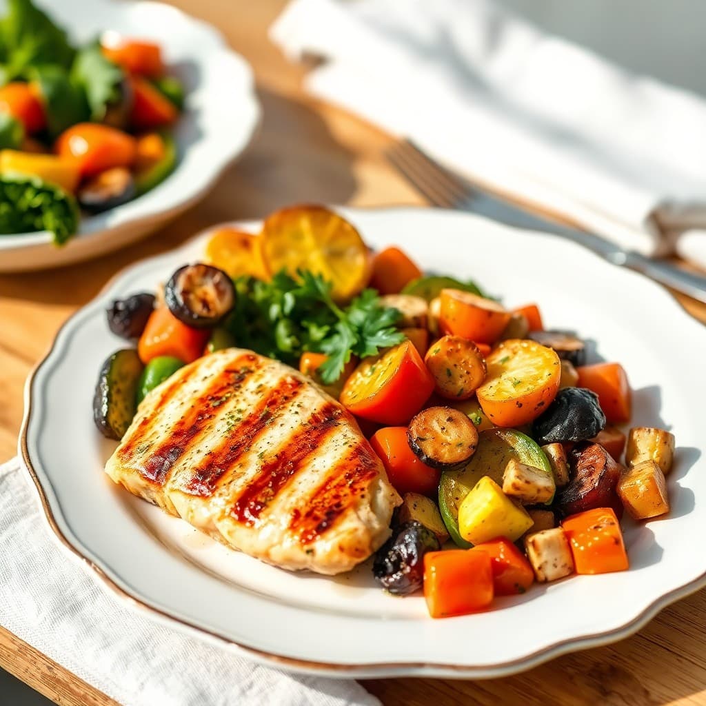 Zesty Grilled Chicken and Roasted Veggie Medley
