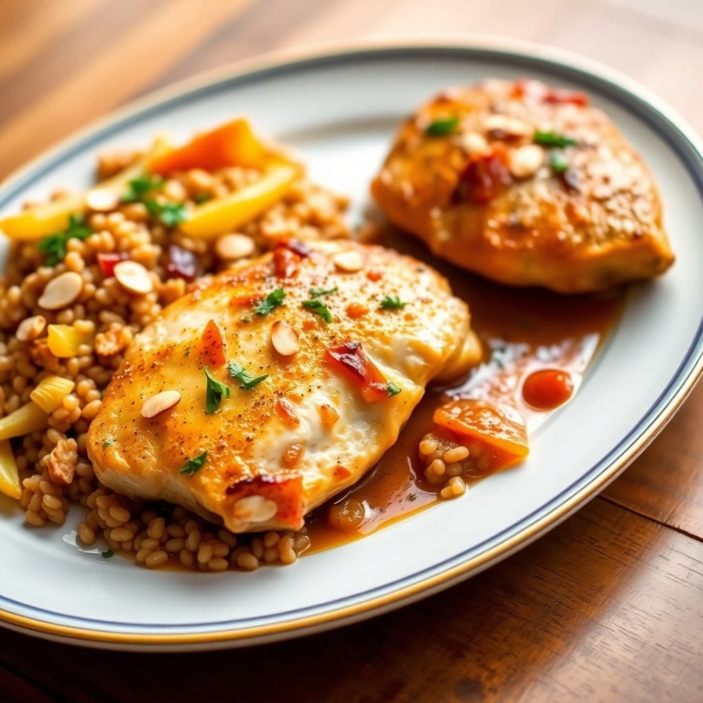Saffron-Braised Chicken with Charred Fennel & Farro