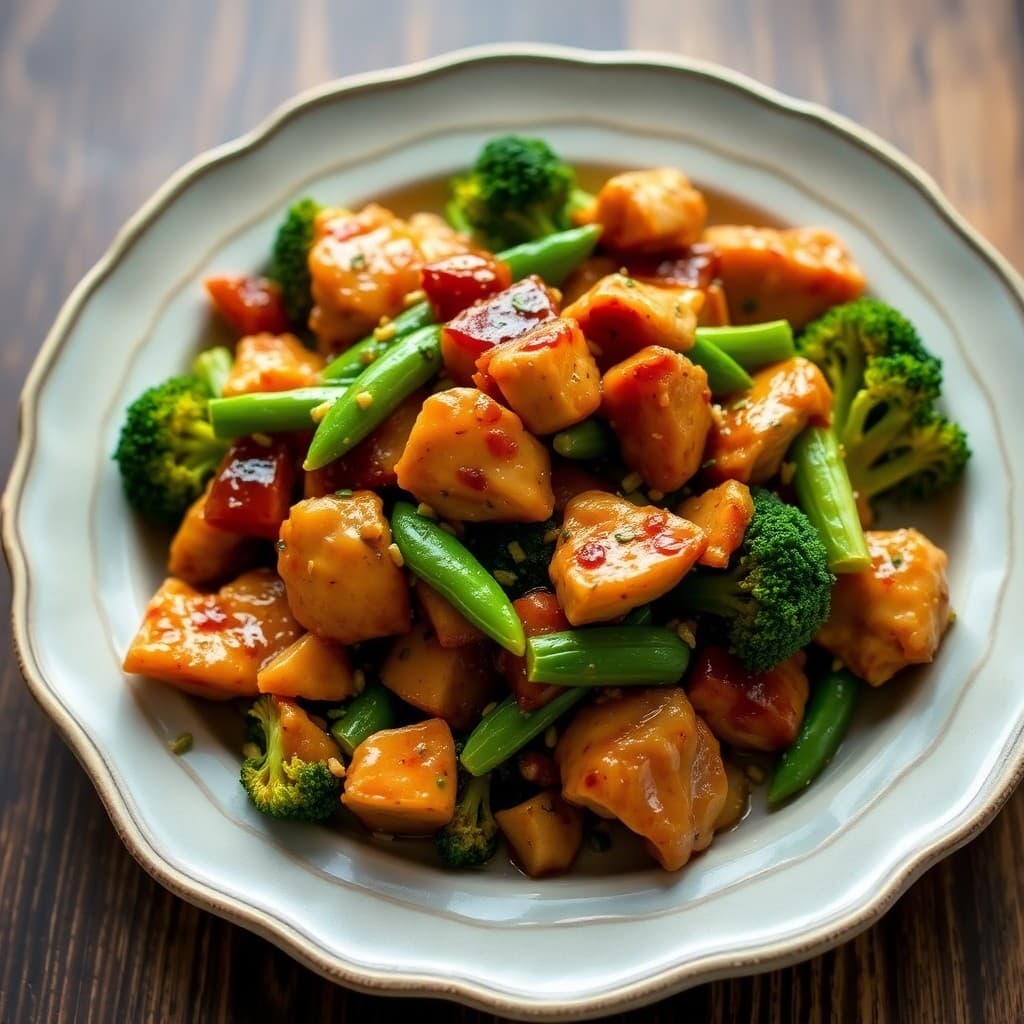 Teriyaki Glazed Chicken Stir-Fry with Snap Peas and Broccoli