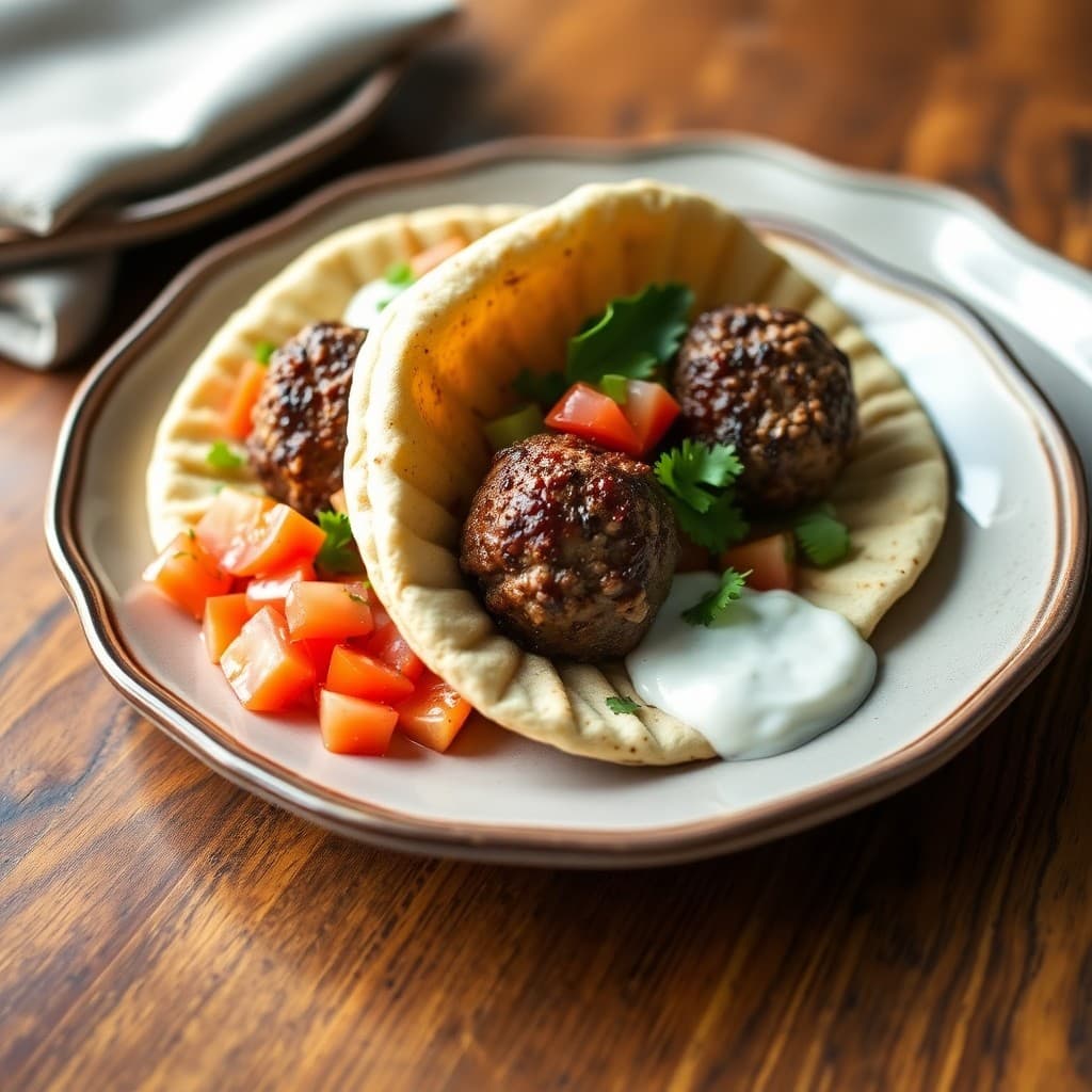 Moroccan Lamb Meatball Pitas