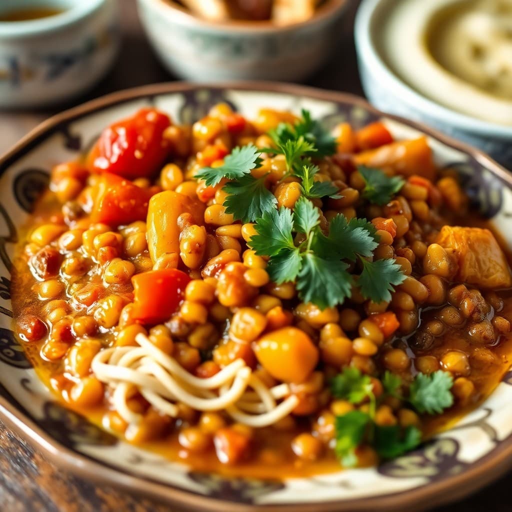 Saffron Scented Moroccan Lentil Stew
