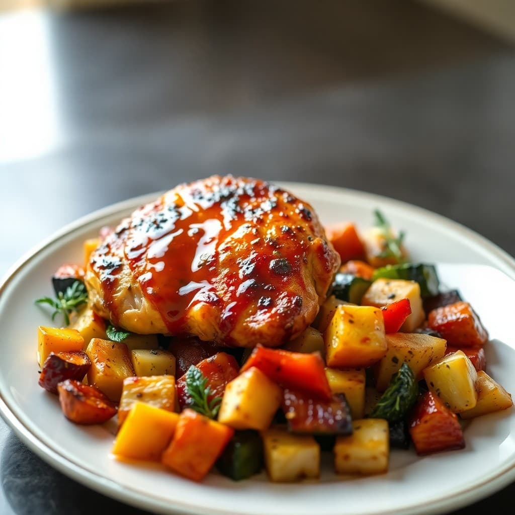 Honey-Balsamic Roasted Chicken with Roasted Vegetables