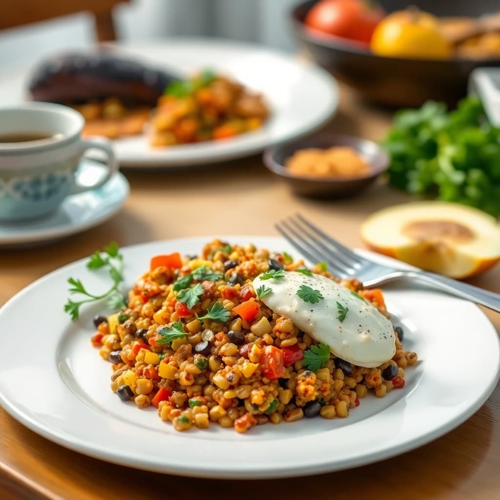 Moroccan Spiced Lentil Breakfast Scramble