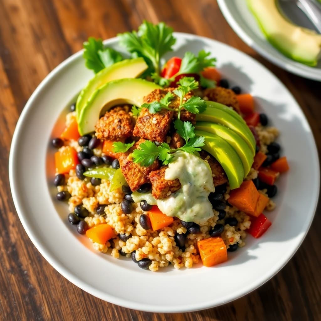 Peruvian-Inspired Quinoa & Black Bean Ceviche-Style Salad with Crispy Tempeh