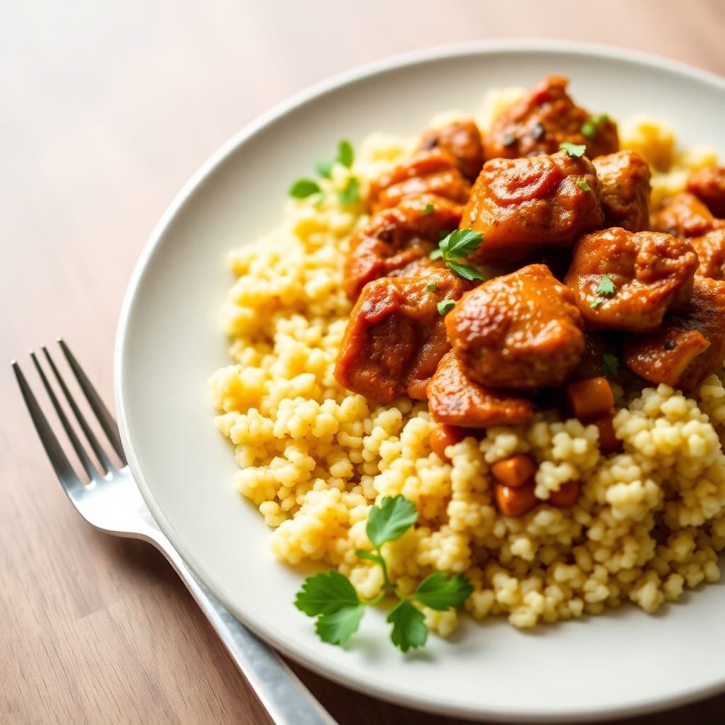 Moroccan Spiced Chicken Tagine with Saffron Couscous