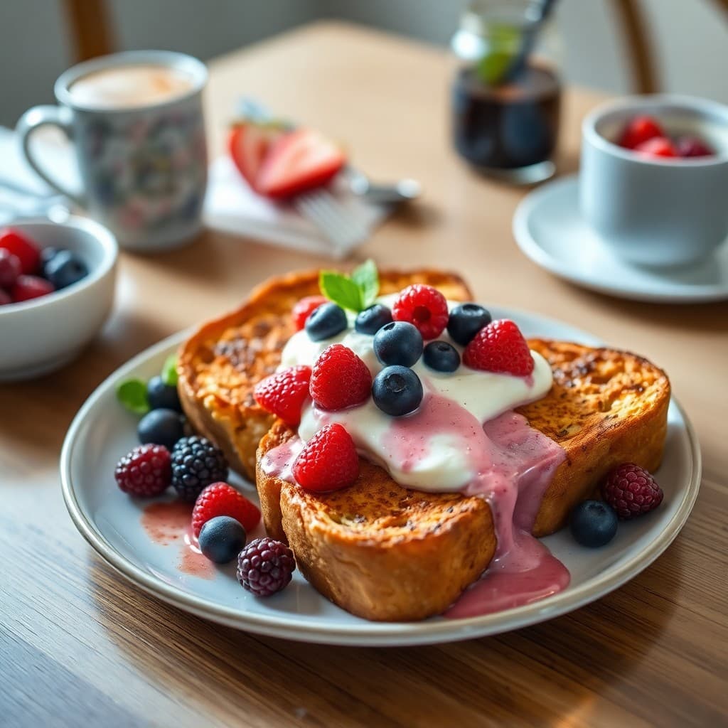 French Toast à l'Italienne with Mascarpone Berry Swirl