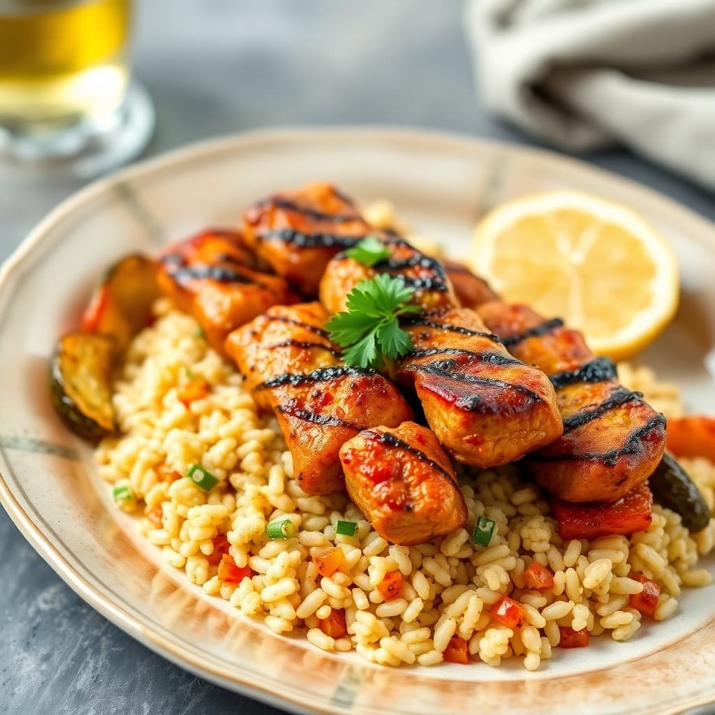 Moroccan Spiced Chicken Skewers with Couscous and Roasted Veggies