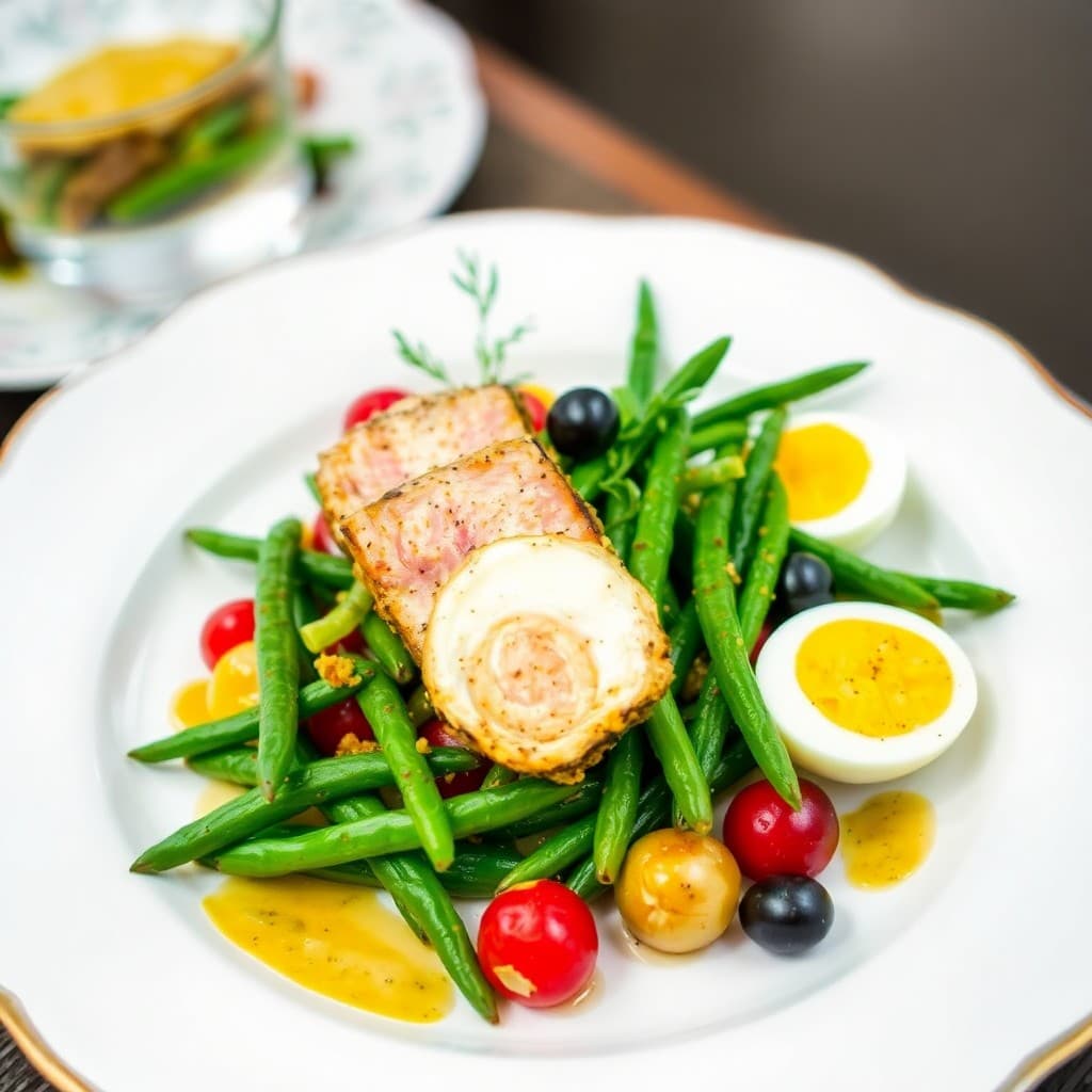Seared Tuna Niçoise Salad with Roasted Lemon-Garlic Green Beans