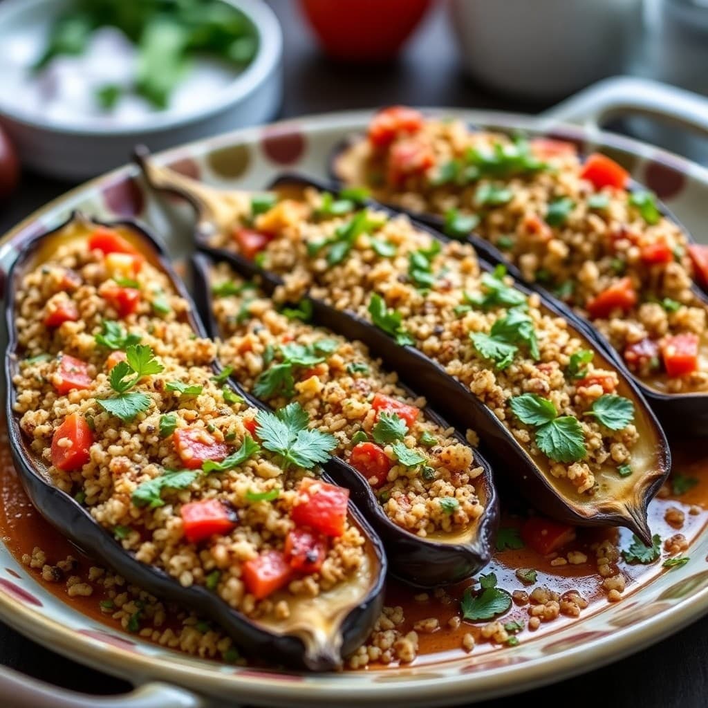 Mediterranean Quinoa Stuffed Eggplant