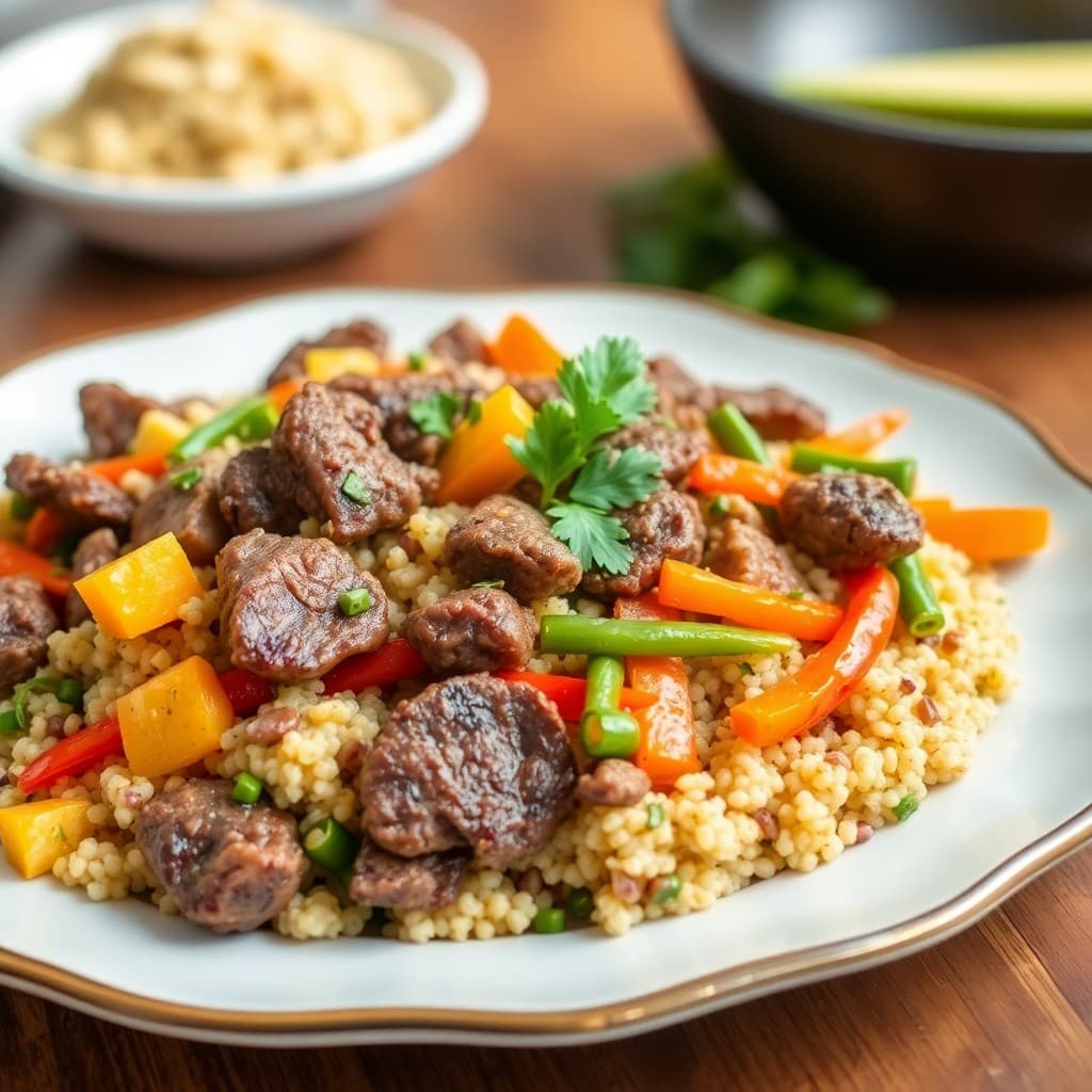 Peruvian Quinoa Stir-Fry with Seared Beef