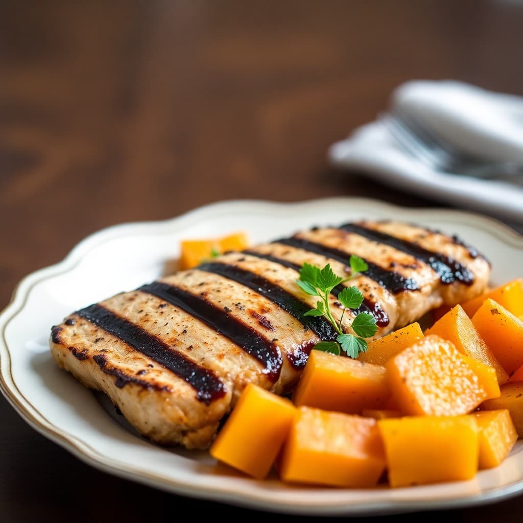 Balsamic Grilled Chicken with Roasted Butternut Squash