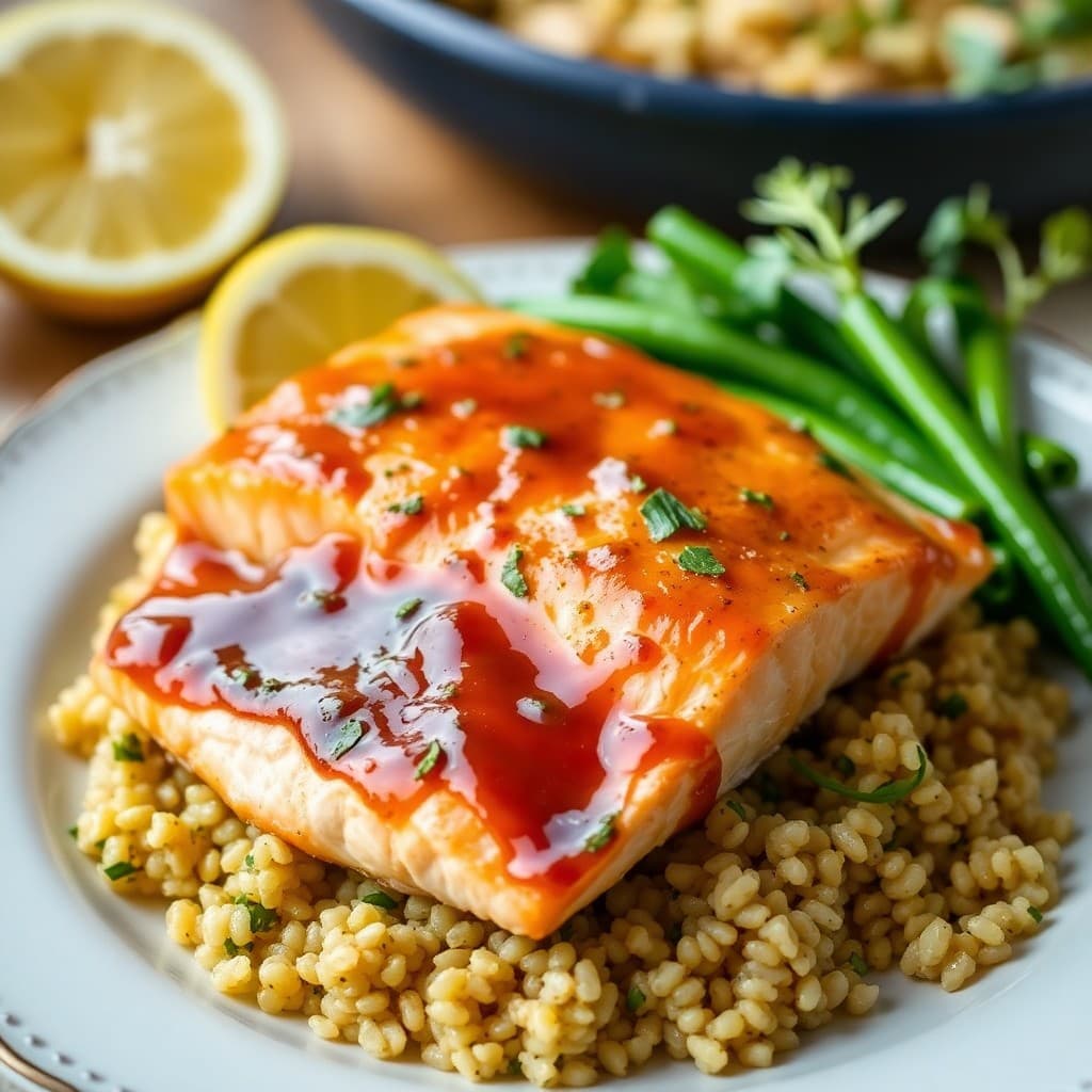 Honey Garlic Glazed Salmon with Lemon Herb Quinoa