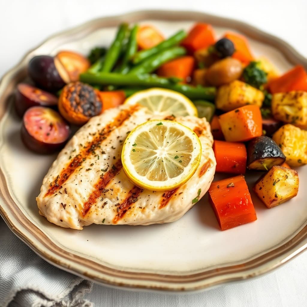 Zesty Lemon Chicken with Roasted Vegetable Medley