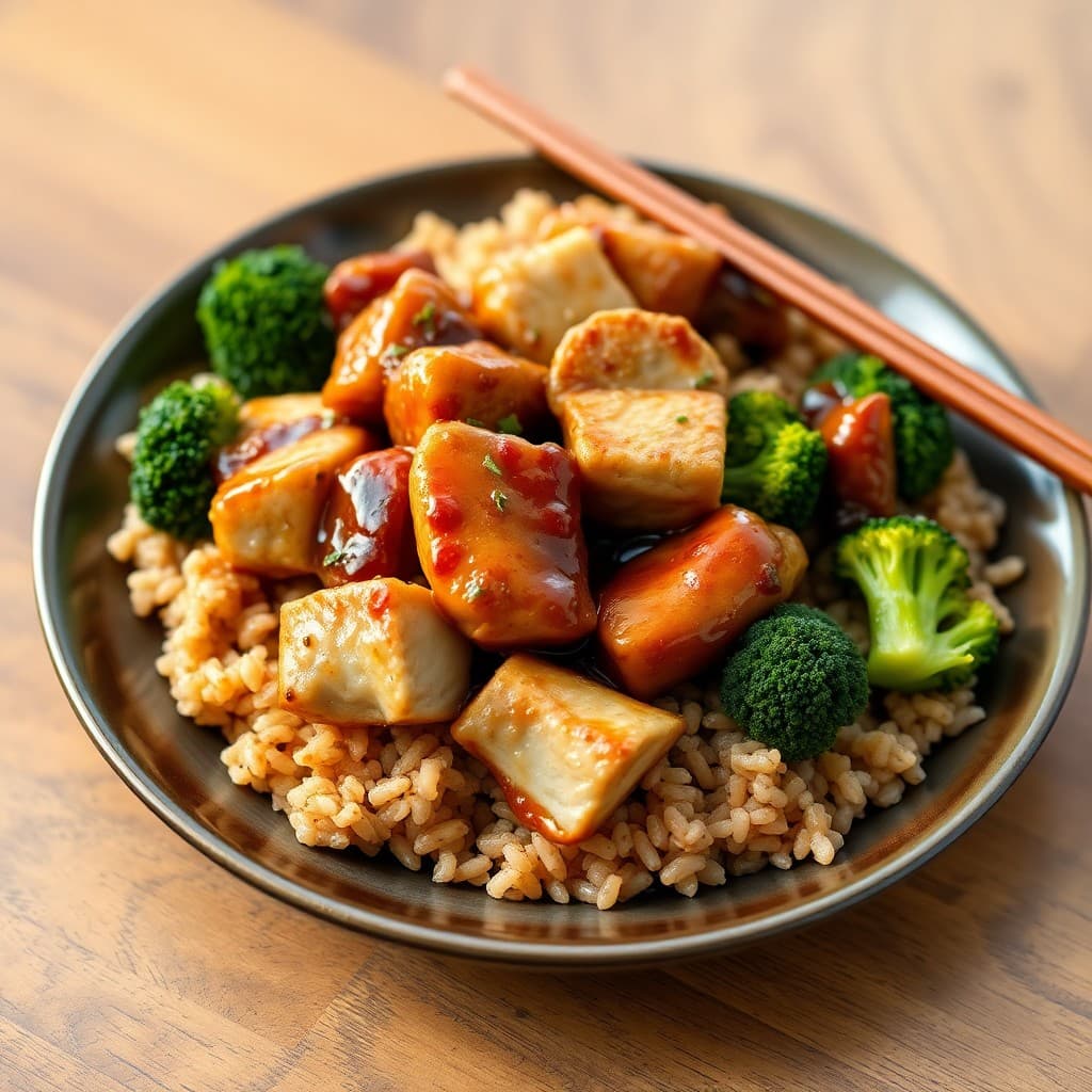 Teriyaki Glazed Chicken Stir-Fry with Broccoli and Brown Rice