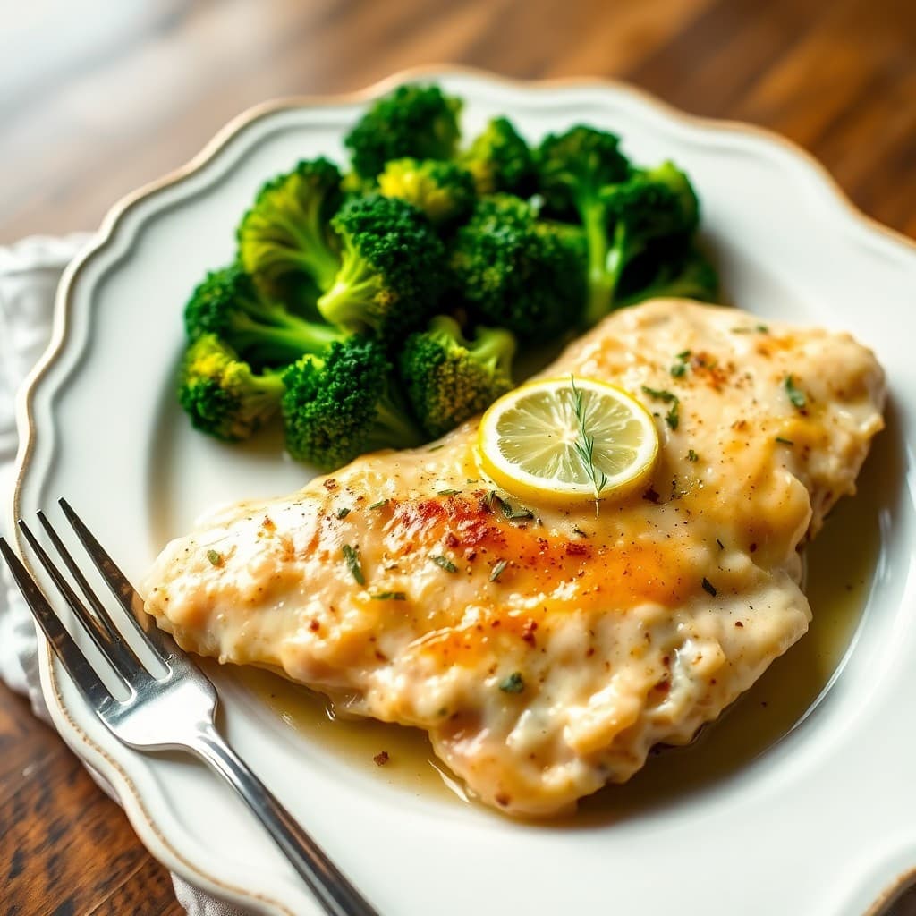 Zesty Lemon Chicken Piccata with Garlic Roasted Broccoli