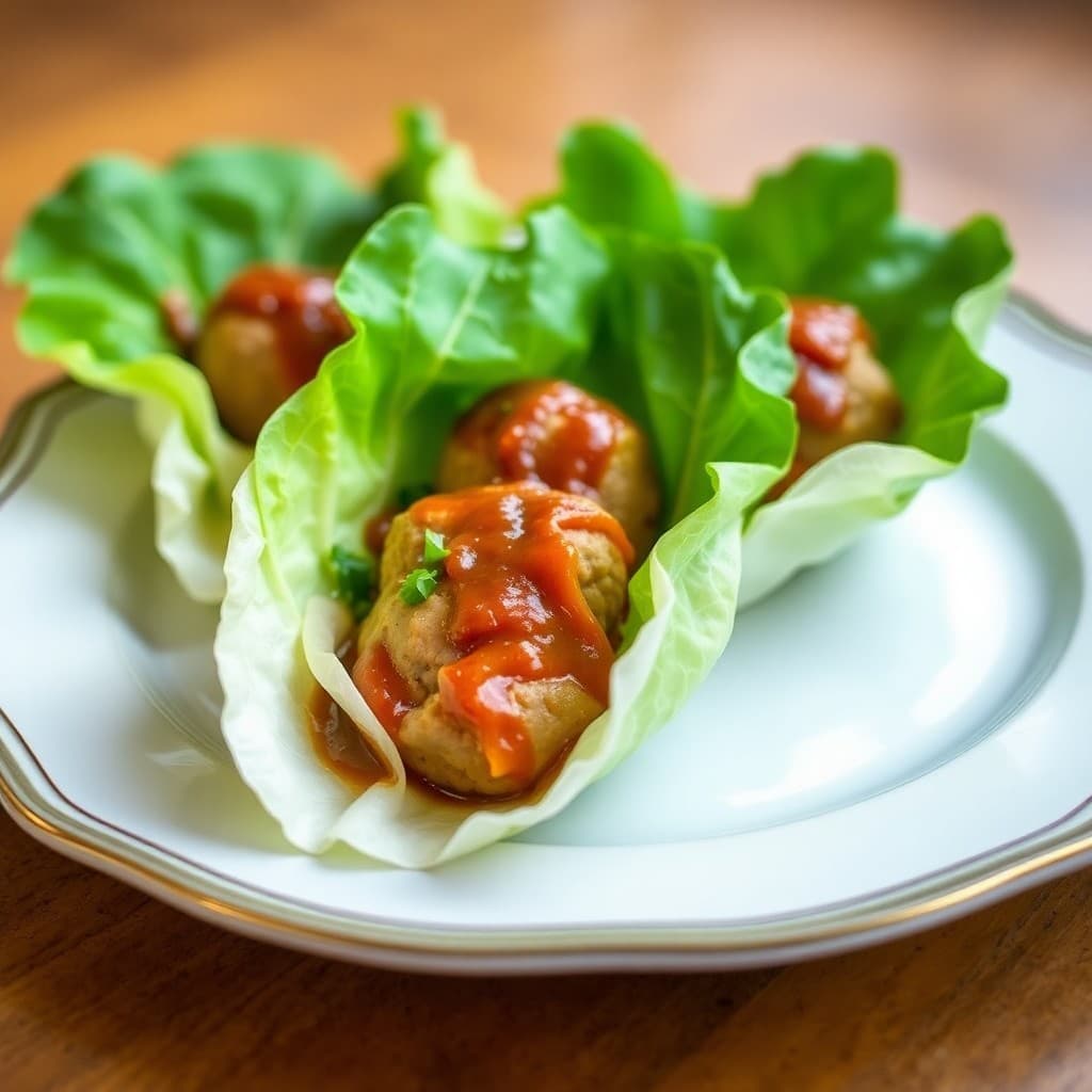Teriyaki Pork Meatball Lettuce Wraps