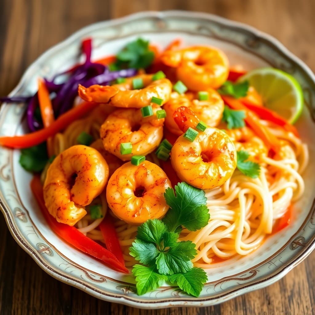Spicy Thai Coconut Shrimp Noodle Bowls