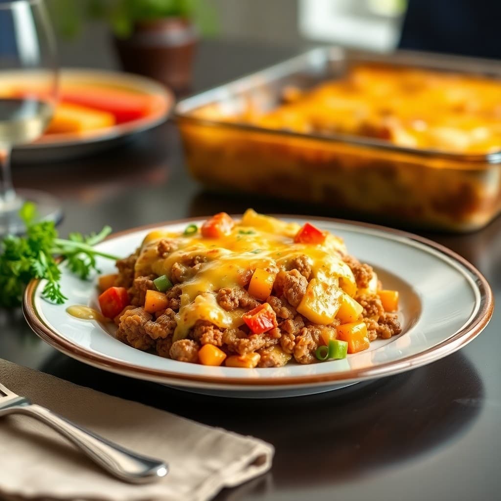 Cheesy Beef and Veggie Casserole