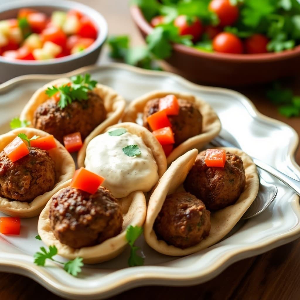 Moroccan Lamb Meatball Pita Bites