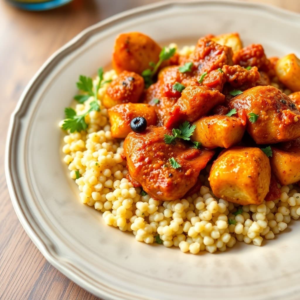 Moroccan Spiced Chicken Tagine with Roasted Cauliflower and Quinoa