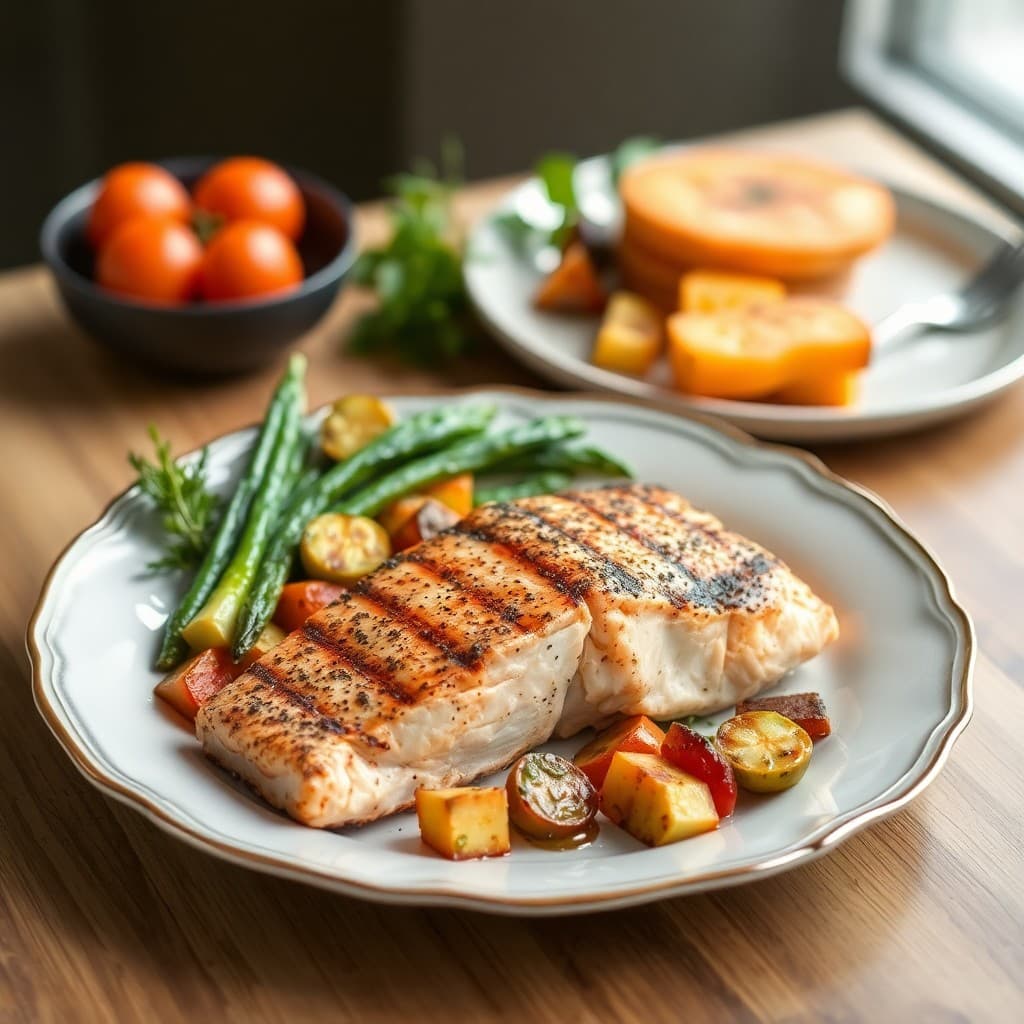 Grilled Salmon with Roasted Veggies