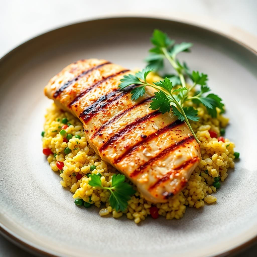 Grilled Lemongrass Chicken with Spicy Coconut Quinoa