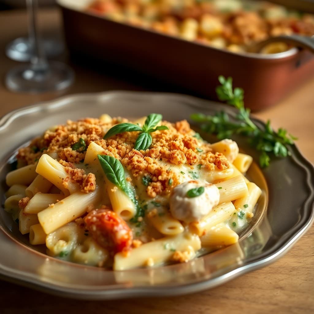 Garlic Herb Chicken Penne Bake