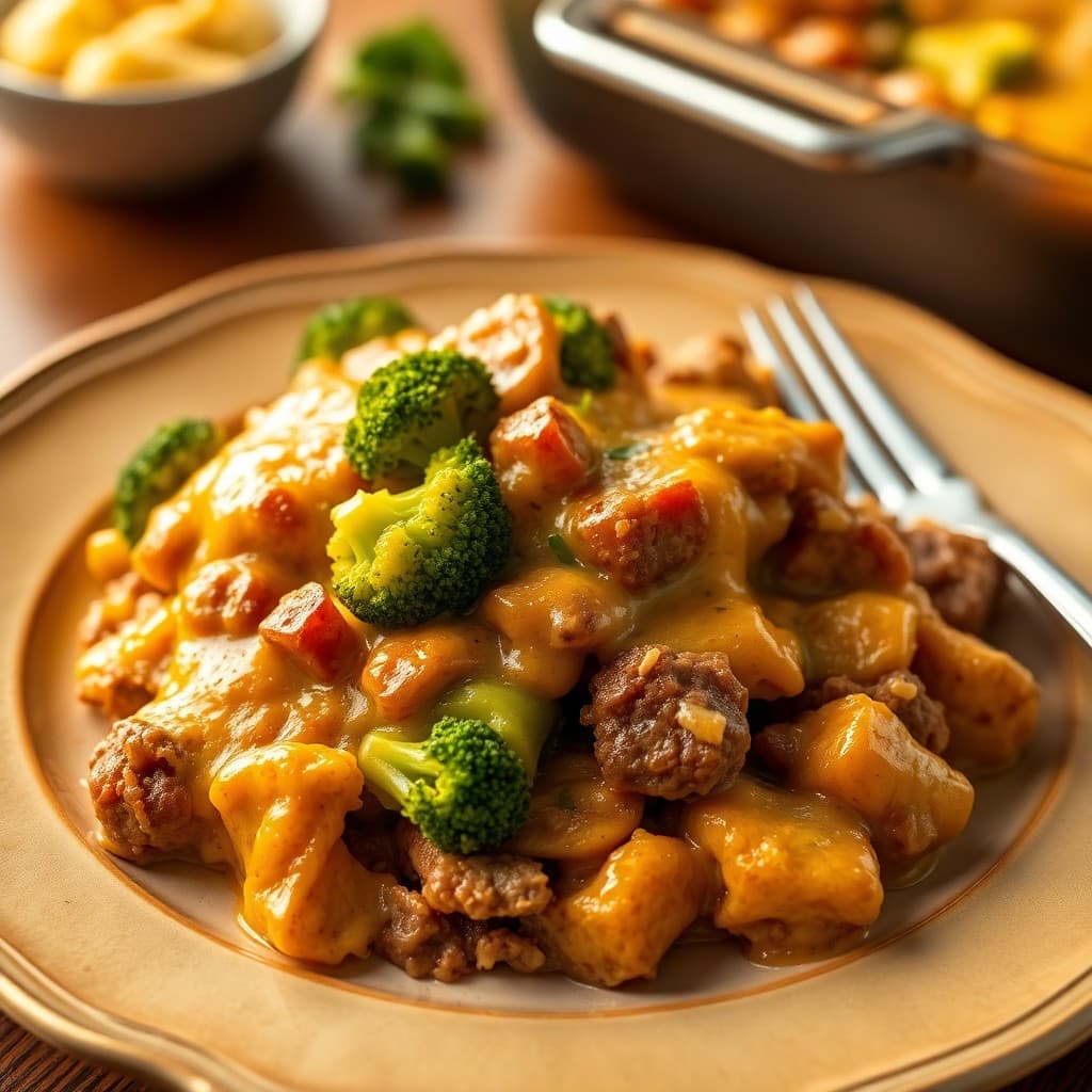 Cheesy Beef & Broccoli Bake