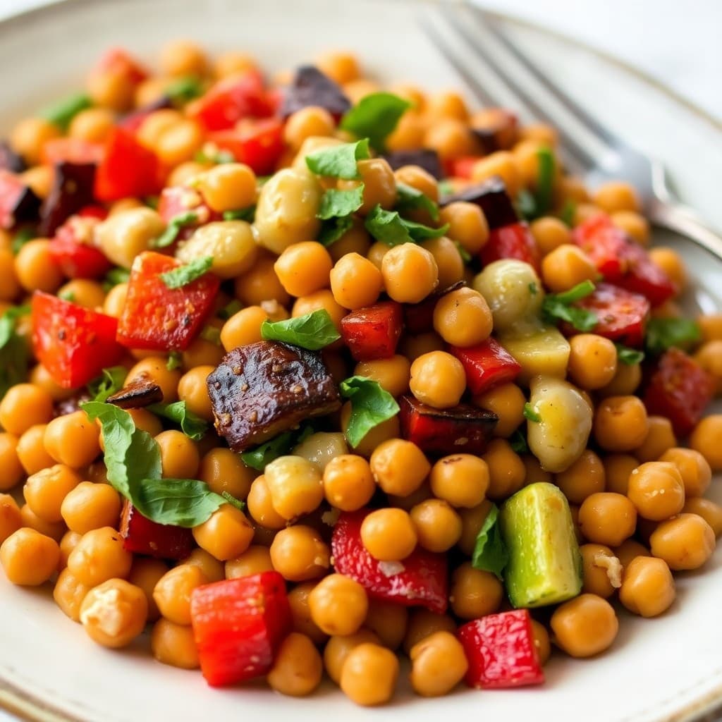 Mediterranean Roasted Veggie and Chickpea Medley