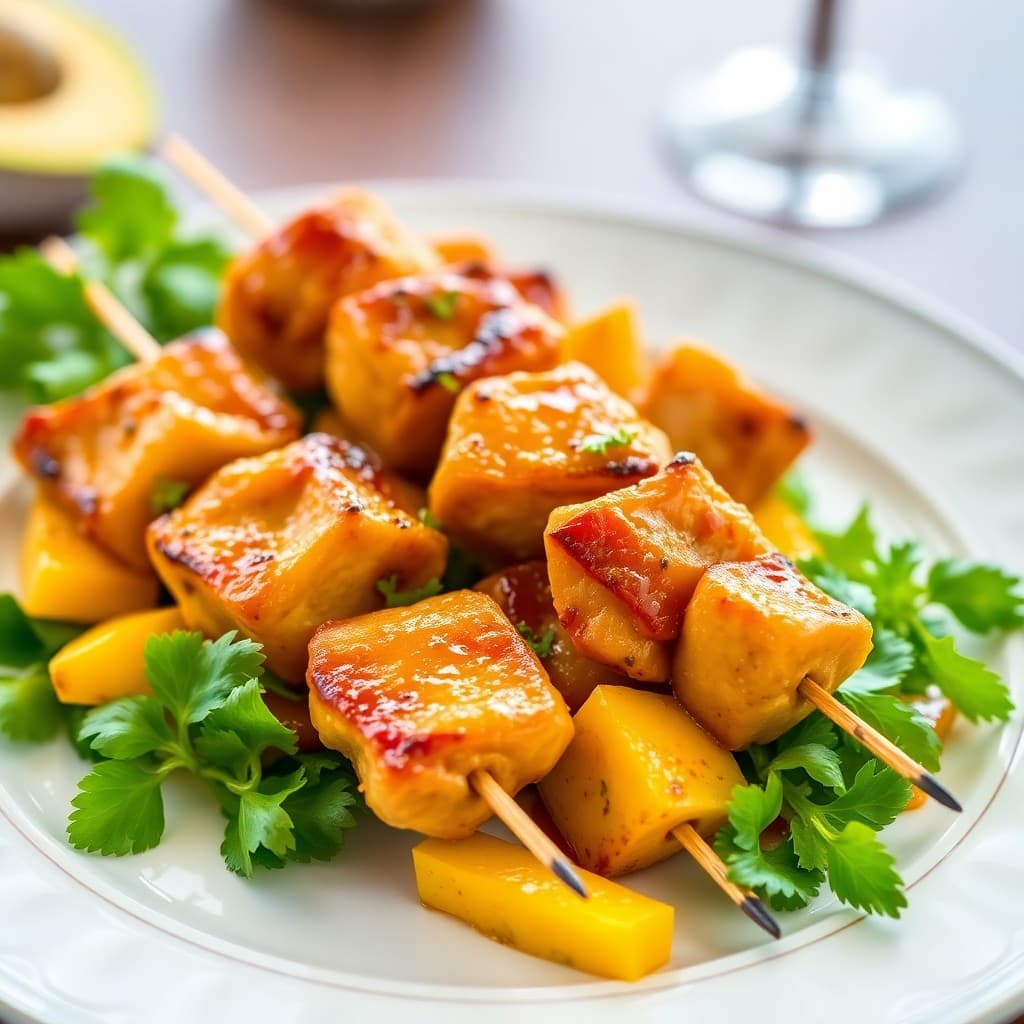 Mango Teriyaki Chicken Skewers