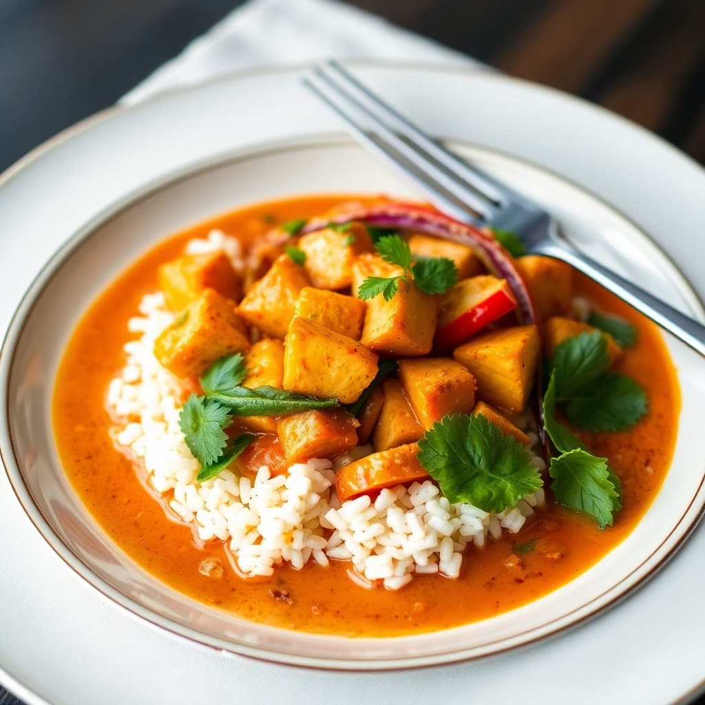 Spicy Thai Red Curry with Tofu and Vegetables