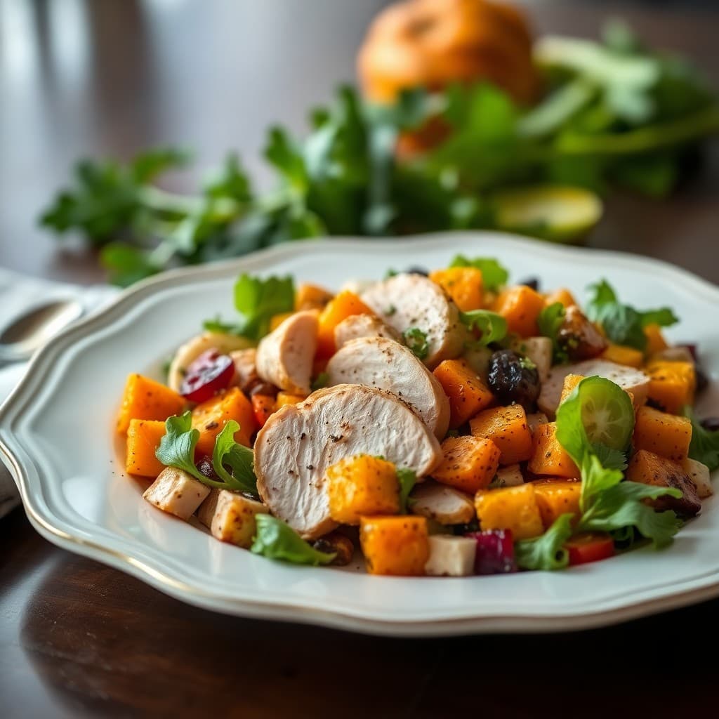 Roasted Butternut Squash and Turkey Salad
