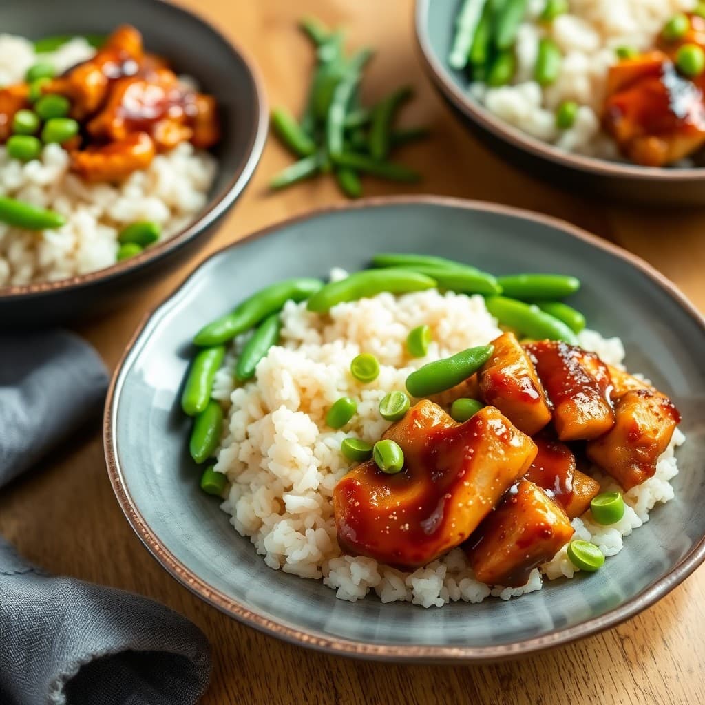 Teriyaki Chicken Rice Bowls with Edamame