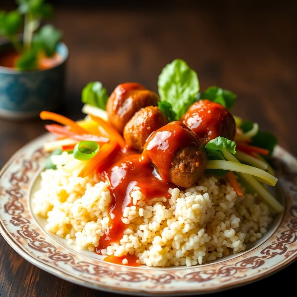 Vibrant Vietnamese Pork Meatball Bowls