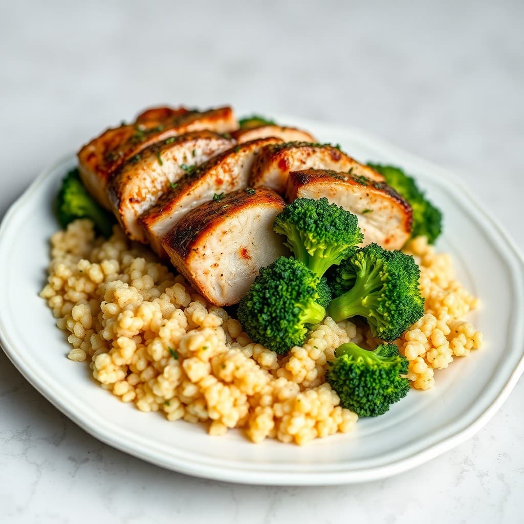 Garlic Herb Pork Tenderloin with Roasted Broccoli and Quinoa