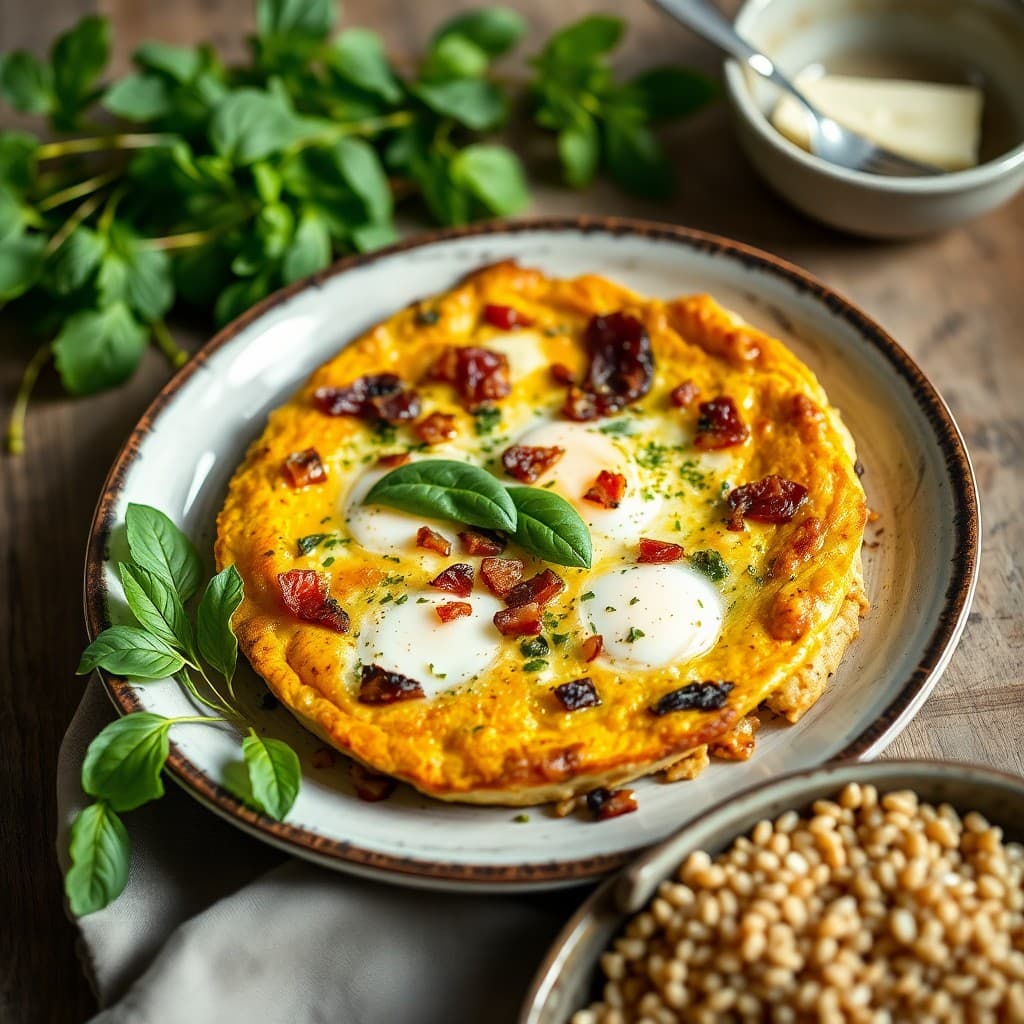 Italian Herb Frittata with Crispy Pancetta & Charred Zucchini