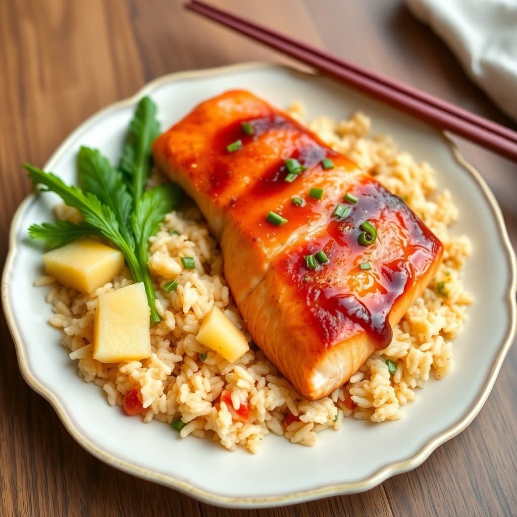 Teriyaki Salmon with Pineapple Fried Rice