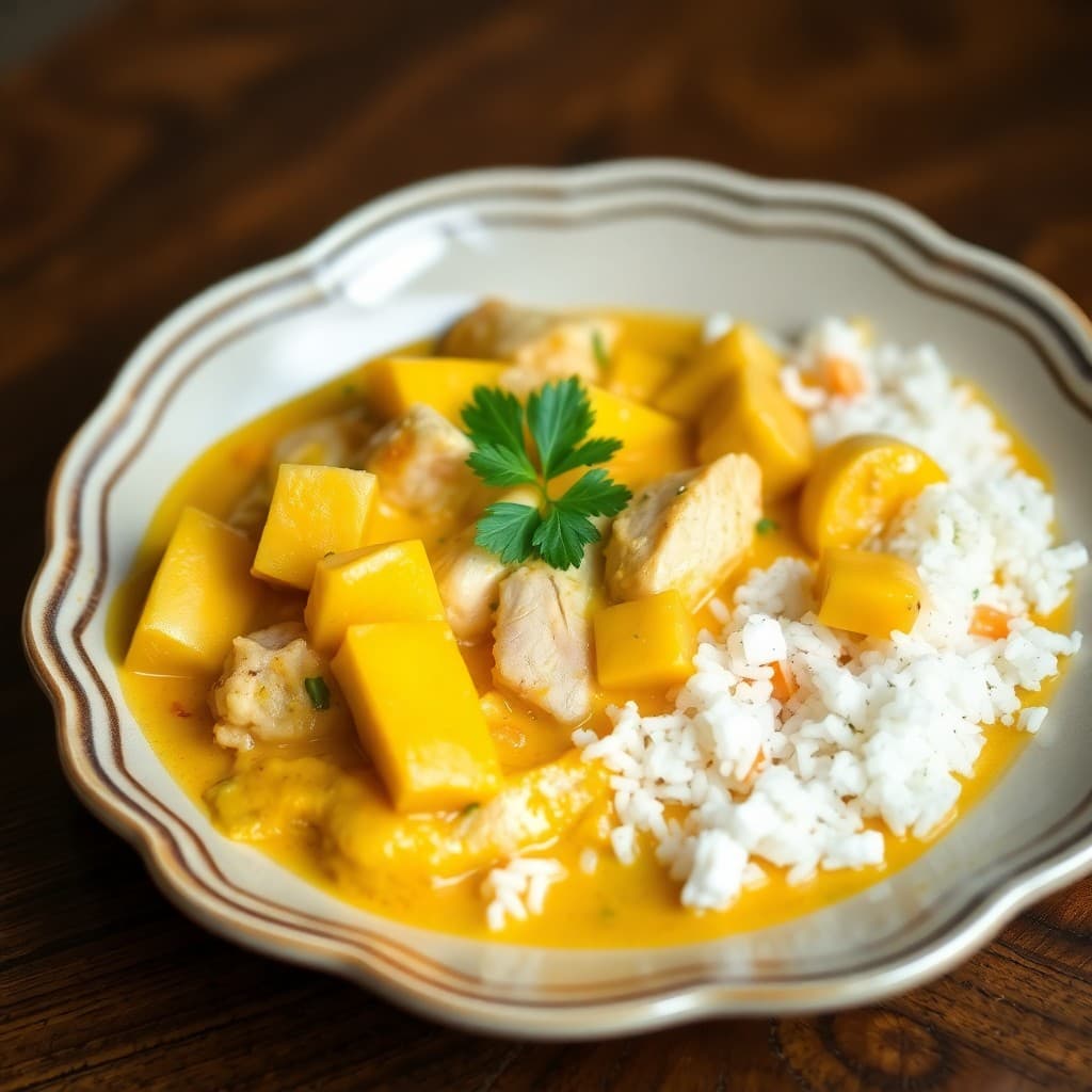 Mango Coconut Chicken Curry Bowls