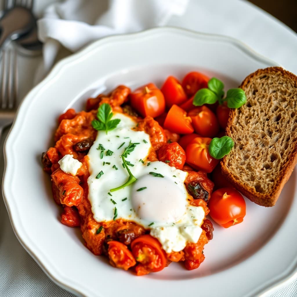 Baked Feta and Tomato Breakfast Skillet